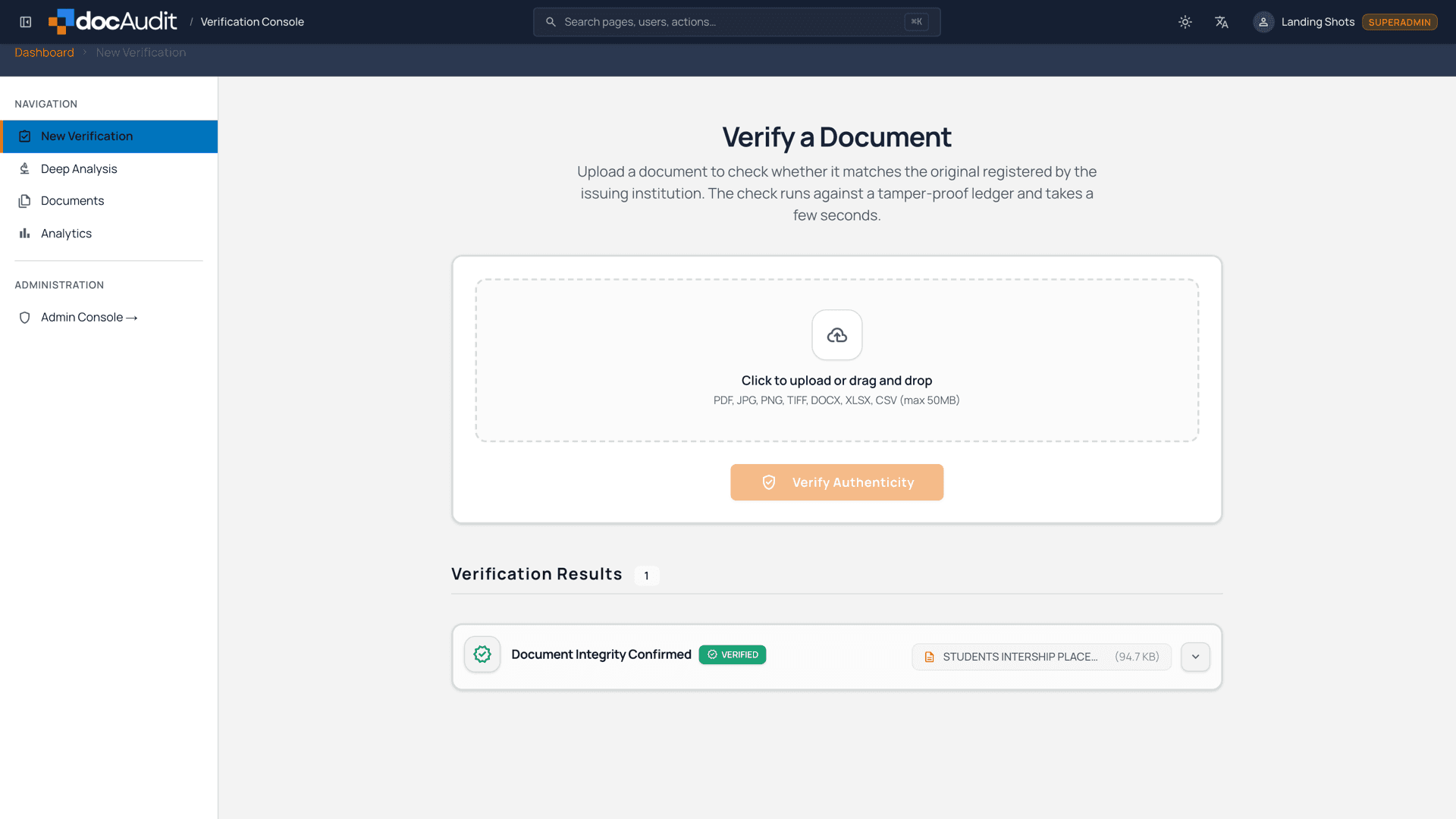Docaudit — Vérifier un document